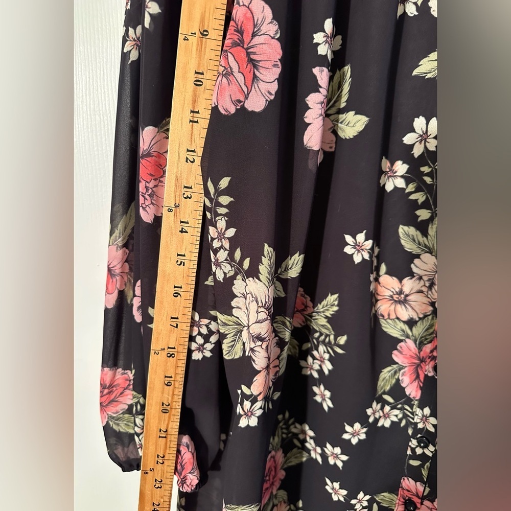 YUMI KIM Anthro ASTORIA XLP Petite Feminine Romantic Dress Floral Smocked Black - Picture 15 of 16